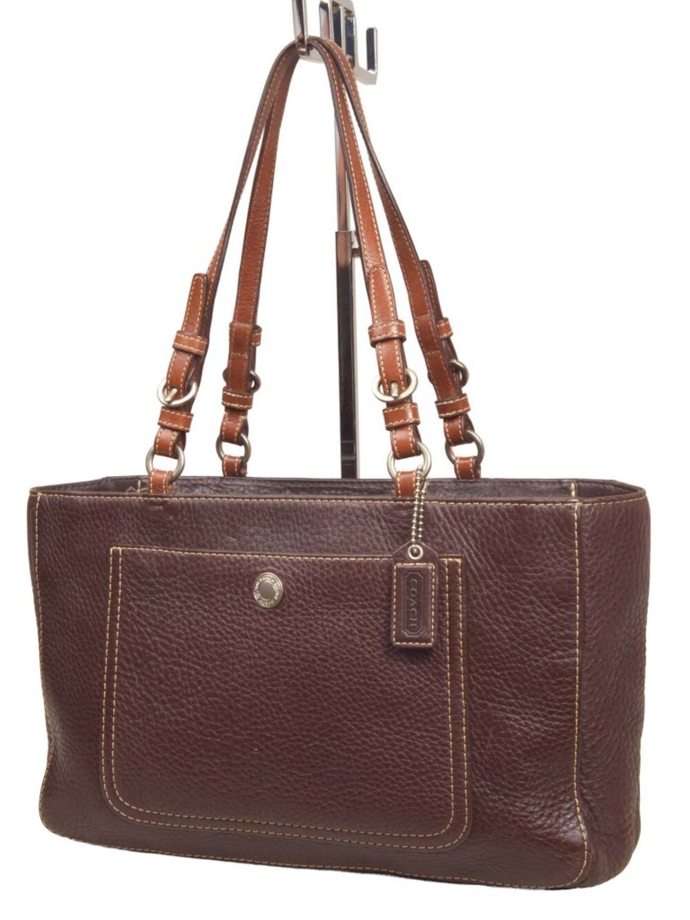 AUTHENTIC COACH Chelsea Brown Pebbled Leather Shoulder Bag Tote
